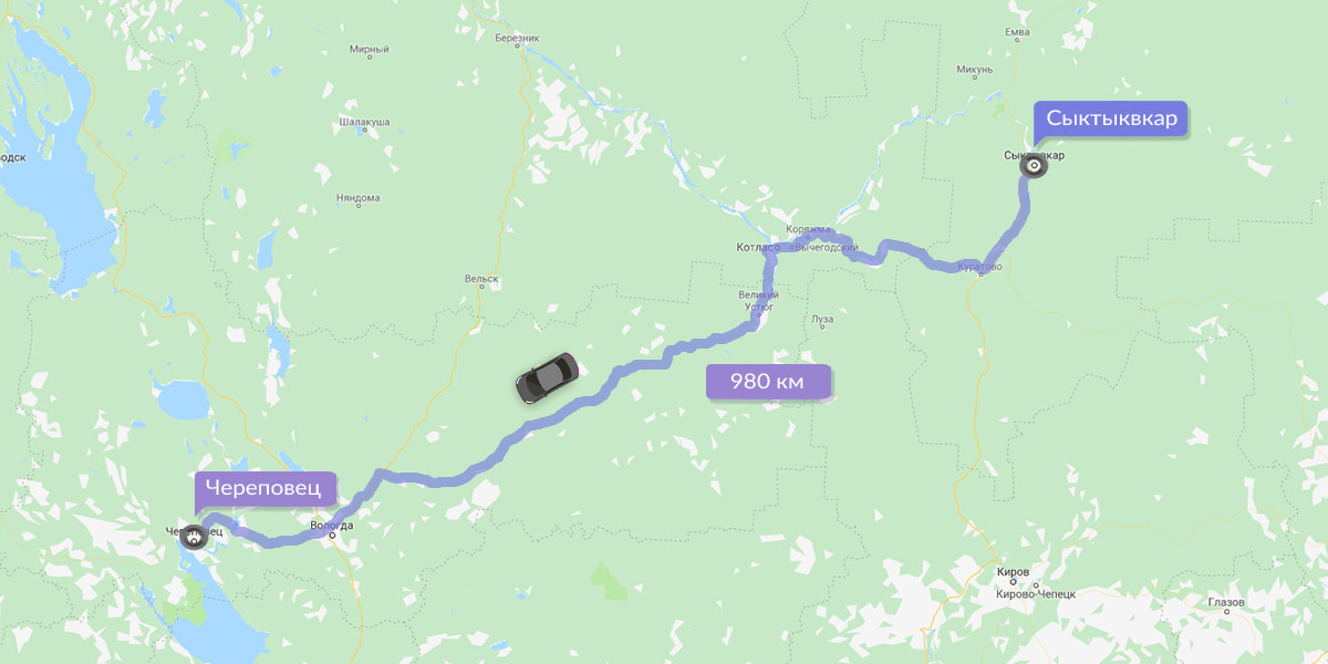 Пассажиры из Сыктывкара проехали в Череповец 980 километров на такси